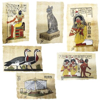 lote de 6 papiros egipcios originales de 10x15 cm